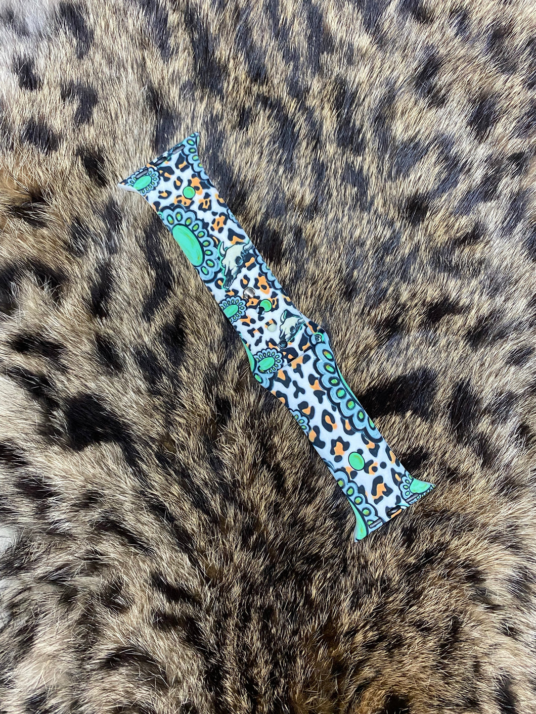 Leopard Turquoise and Skull Watch Band